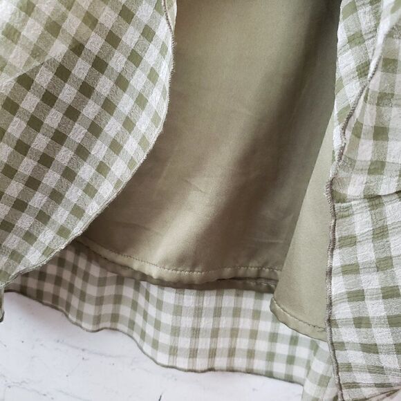 Mac & Jac Gingham Green White Plaid Checked Dress Cottage Core Sheath Tie Bow - Picture 9 of 10